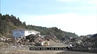 Japan Tsunami disaster area. Pollution and rubbish dumps in Minami - Sanriku-cho