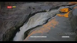 close up of Augrabies falls at sunset extra slow motion shot