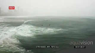 Tropical cyclone Irina in Durban surfers surfing big waves