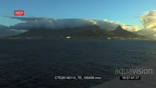 Scenic Cape Town Lions head mountain Signal hill covered with clouds POV from ocean