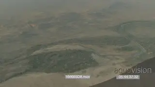 Aerial Mashatu along dry delta riverbed