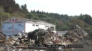 Japan Tsunami Aftermath. Pollution and rubble in Minami - Sanriku-cho. Rubbish dump site