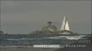 Scenic Seychelles islands boat passing by
