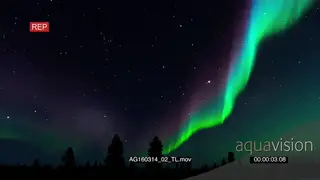 Time lapse of Aurora Borealis and stars over Arctic tundra