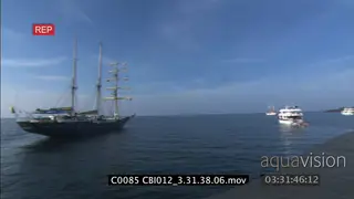 Shots of ships and boats close to island MLS