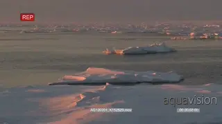PAN short of Ice floes, sunset during dusk.