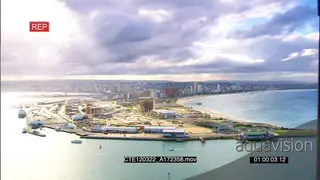 Scenic TL Durban habour area morning sun rays shinning through clouds