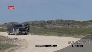 Ranger firing flair gun scaring Polar bear away from human habitat