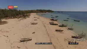 AERIAL of the Madagascar Island with boats the beach