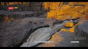 close up shot of the Augrabies falls at sunset