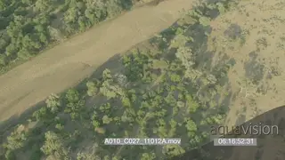 Aerial Mashatu along dry river channel
