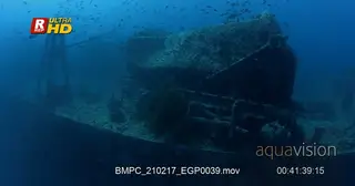 A wide shot of the Tank wagon, water tender on the Thistlegorm Shipwreck.