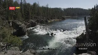 AERIAL of the Yellowstone river flowing GOOD LIGHT