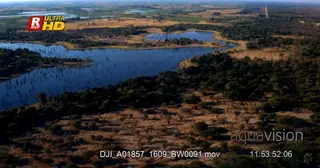 Aerial shot over the Okavango Delta.