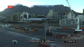 Cut away Cape Town harbour Table mountain in BG