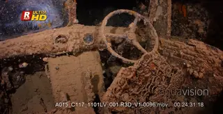 Close Up of the last remaining truck steering wheel in the cab of a truck, on the…