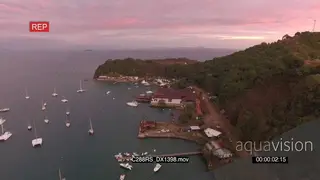 AERIAL of boats that sailed into the Krakatea Island