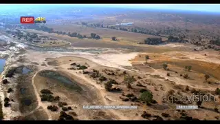 Aerial shot along chobe river during dry season showing elephant corridor