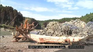 Japan Tsunami disaster area. Pollution and rubbish dumps in Minami Sanriku-cho